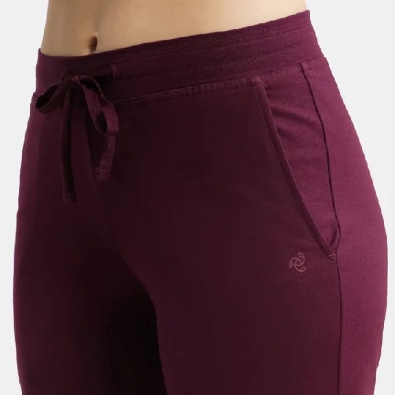 Super Combed Cotton Elastane Stretch Relaxed Fit Trackpants With Side Pockets - Wine Tasting - image 2