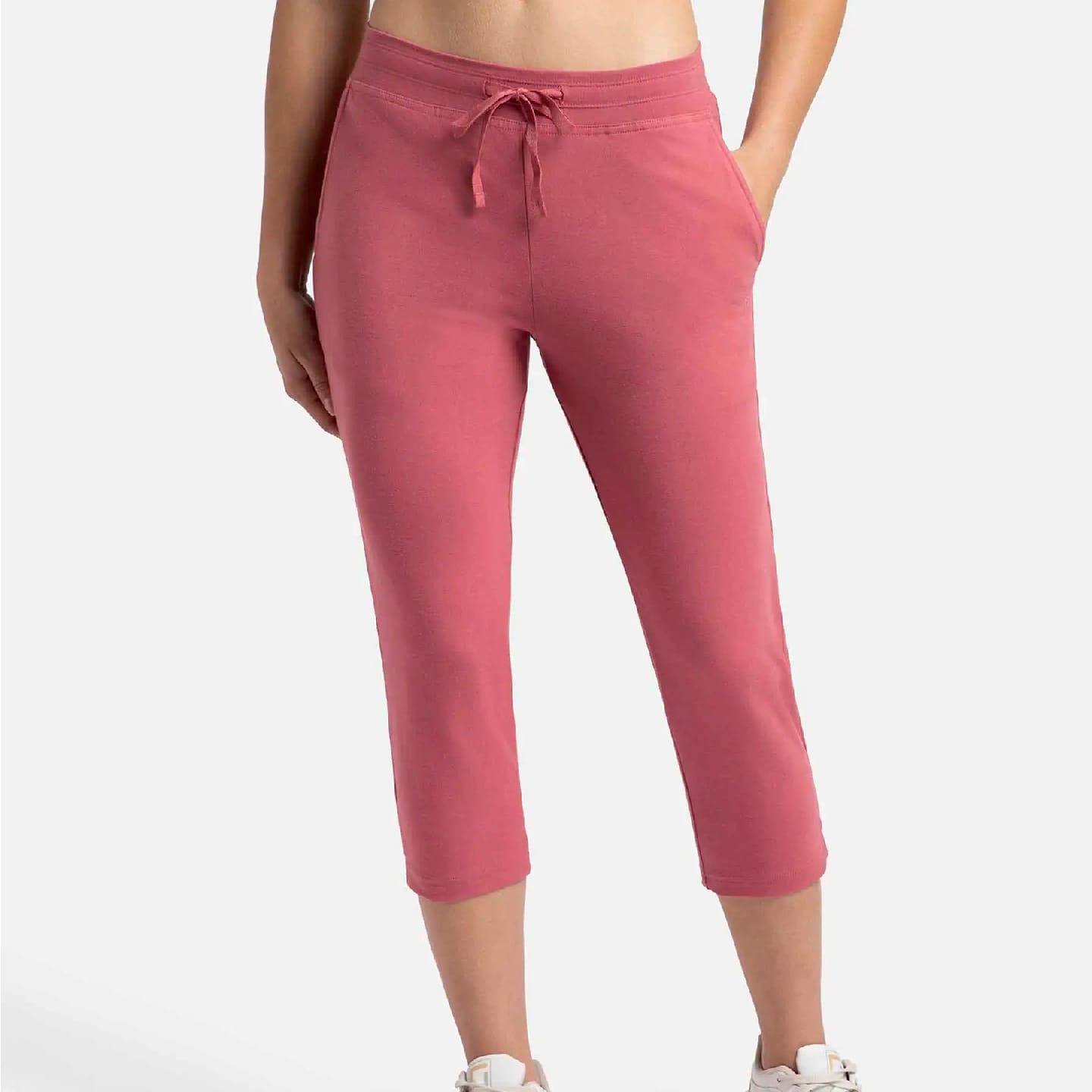 Super Combed Cotton Elastane Stretch Slim Fit Capri With Side Pockets - Rose Wine - image 1