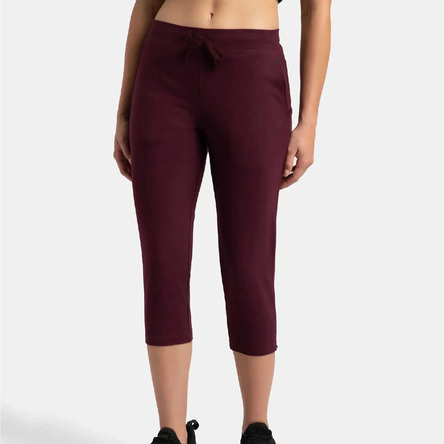 Super Combed Cotton Elastane Stretch Slim Fit Capri With Side Pockets - Wine Tasting - image 1