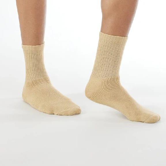 Compact Cotton Terry Crew Length Socks With StayFresh Treatment - KHAKI - image 1