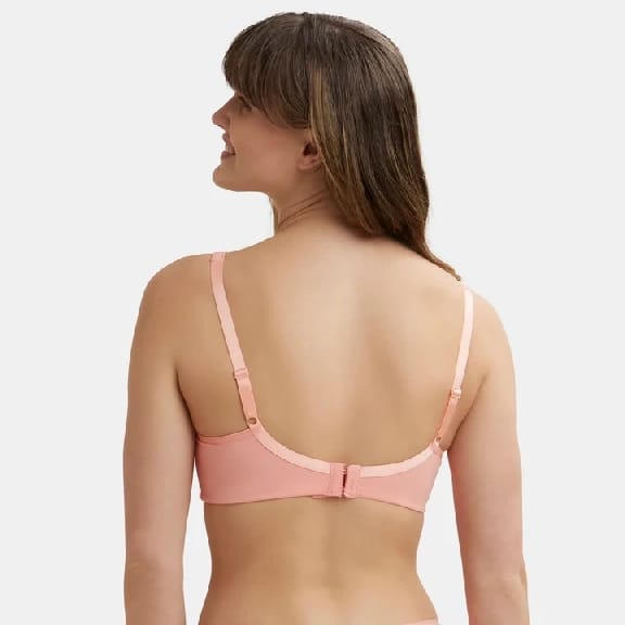 Wirefree Non Padded Super Combed Cotton Elastane Stretch Full Coverage Everyday Bra With Concealed Shaper Panel - Candlelight Peach - image 2