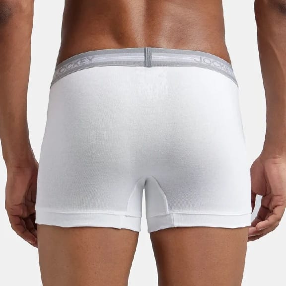 Super Combed Cotton Rib Solid Trunk With StayFresh Treatment - White (Pack Of 2) - image 2