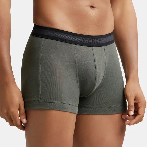Super Combed Cotton Rib Solid Trunk With StayFresh Treatment - Deep Olive (Pack Of 2) - image 1