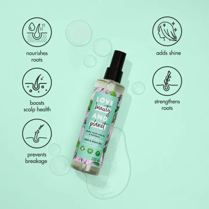 Love Beauty Planet Onion Black Seed & Patchouli Hair Oil (200 ml) - image 4