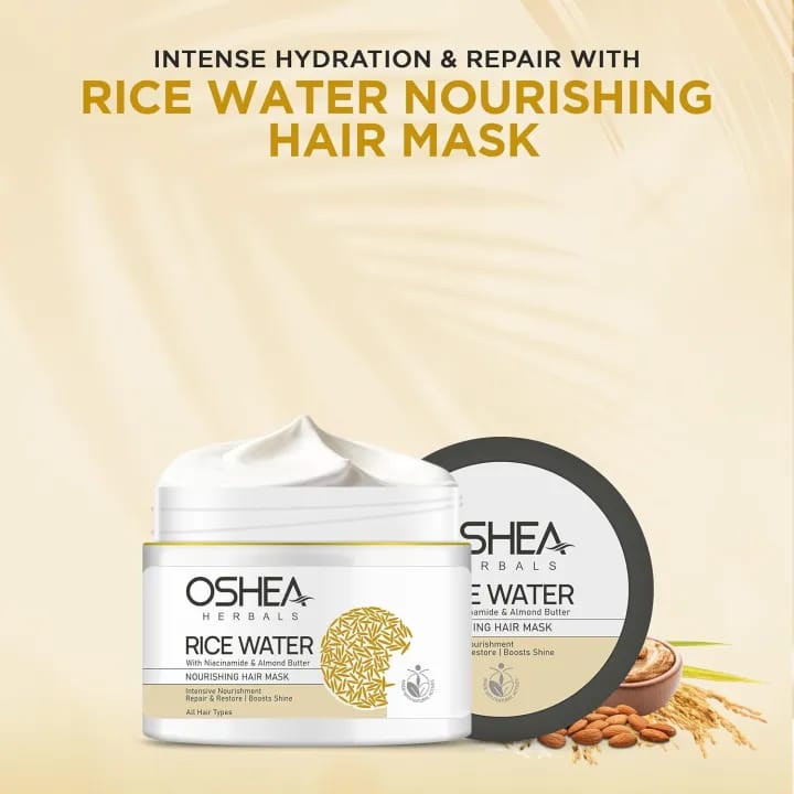 0SHEA HERBALS Rice Water Nourishing Hair Mask with Hydrolyzed Rice Protein, Almond Butter & Niacinamide - 200g - image 1