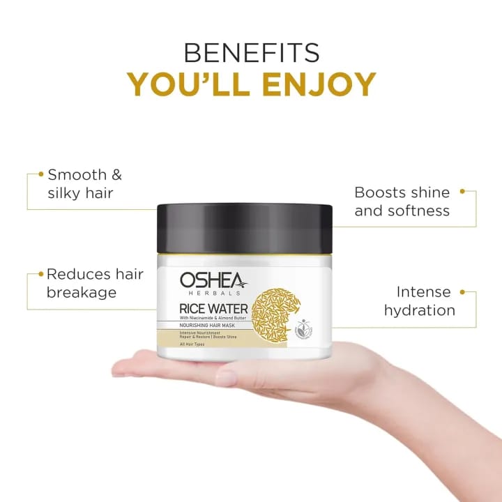 0SHEA HERBALS Rice Water Nourishing Hair Mask with Hydrolyzed Rice Protein, Almond Butter & Niacinamide - 200g - image 2