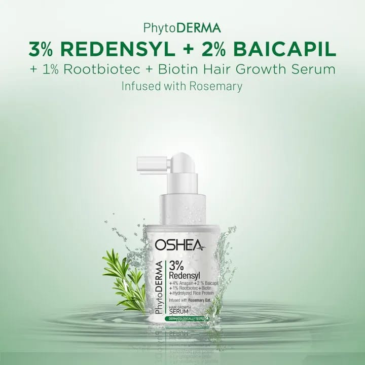 0SHEA HERBALS Phytoderma 3% Redensyl + 4% Anagain + 2% Baicapil + 1% Rootbiotec + Rosemary Hair Growth Serum (30ml) - image 1