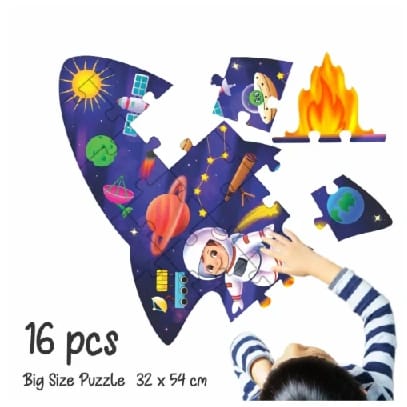Unik Play Space Theme Shape Puzzle – Build & Play Educational Puzzle Game With 16 Puzzle Pieces & 15 Activity Cards For Kids - image 3