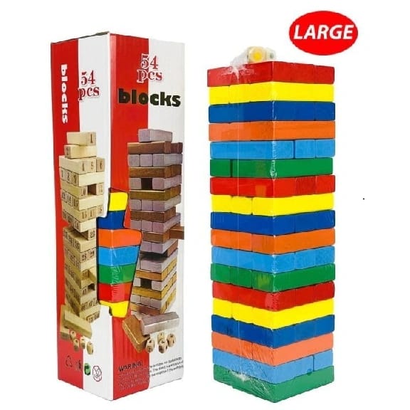 Colourful Jenga Wooden Stacking Blocks – Balance Tower Game For Kids & Family | Educational STEM Toy - image 1