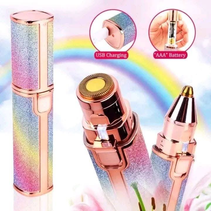 Rechargeable 2In1 Flawless facial andEyebrow hari remover trimme painlessEyebrow removal shaver with LED light - image 2