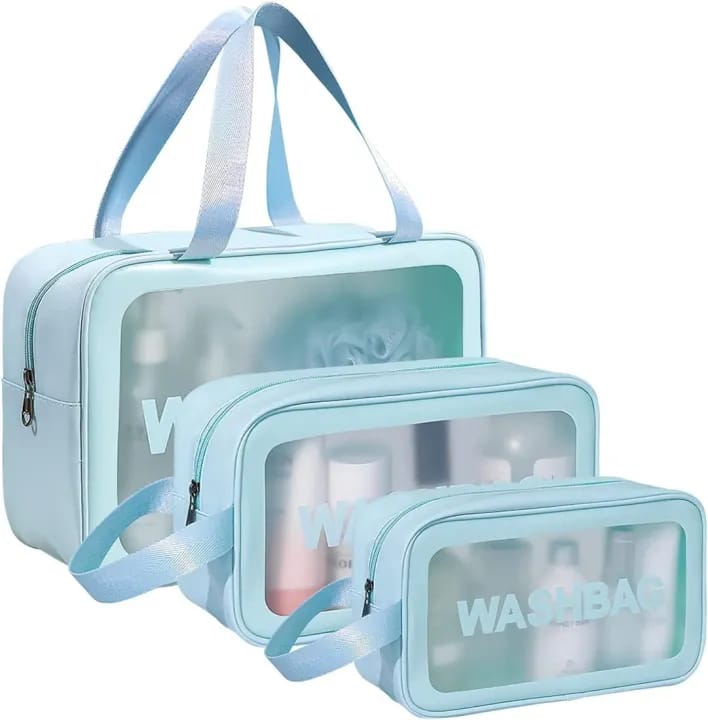 3 in 1 Waterproof Transparent Travel Bag And Cosmetic Bag (Color Assorted) - image 1
