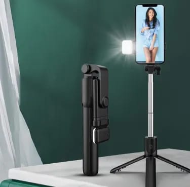 3 in 1 Bluetooth Remote Control Phone Tripod Selfie Stick With LED Light For Video Shooting - image 3