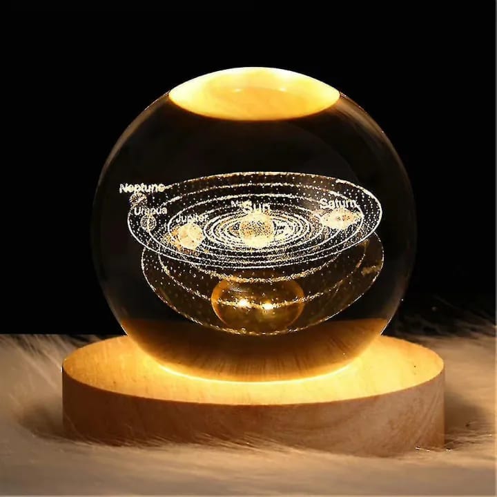 3D Decor Crystal Ball Night Light Starry Lamp Solar System LED Night Light-Solar System - image 1
