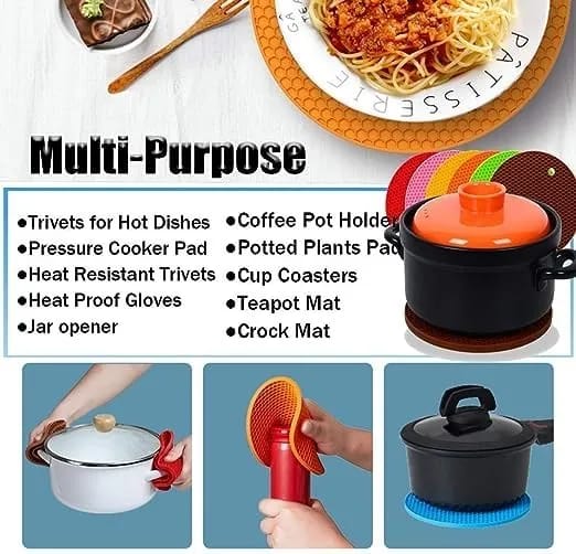 Heat-Resistant Silicone Hot Pot Holder & Non-Slip Coaster Mat - Versatile Kitchen Utensil - image 4