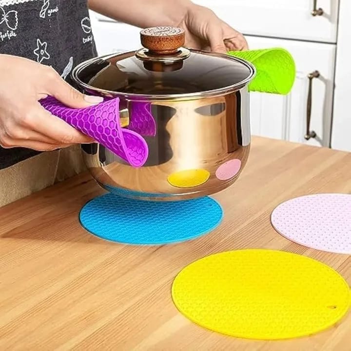 Heat-Resistant Silicone Hot Pot Holder & Non-Slip Coaster Mat - Versatile Kitchen Utensil - image 2