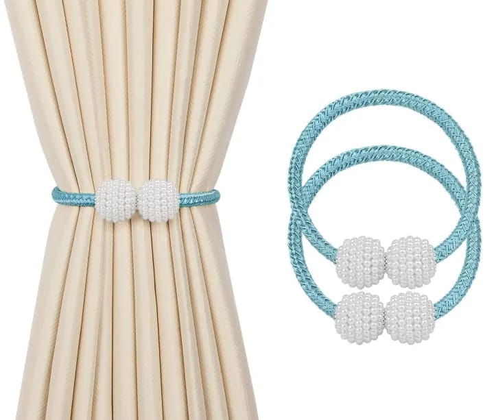 1Pair Round Pearl Polyester & Magnet Curtain Drapery Holdbacks Binding Tie Band Tiebacks - Curtains Tie Bands - image 4