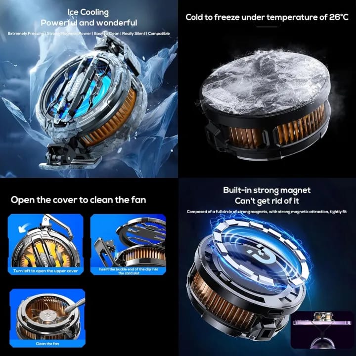 Digital MEMO CX07 Magnetic Cooler Fan 15W Instant Heatdissipation Phone Cooler Semiconductor Heatsink Compatible with Mobile and Tab Cooling Fan for Gaming - image 2