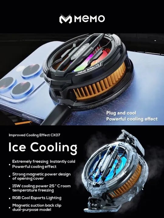 Digital MEMO CX07 Magnetic Cooler Fan 15W Instant Heatdissipation Phone Cooler Semiconductor Heatsink Compatible with Mobile and Tab Cooling Fan for Gaming - image 3