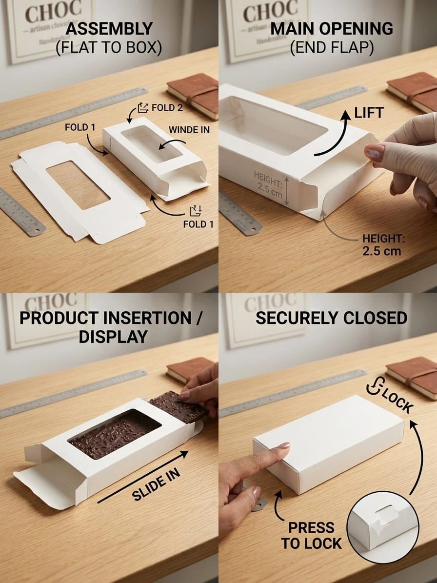 BATTAWALA | Chocolate Bar Box With Window | DIY Self Assemble Packaging Box For Chocolate Bars, Kunafa & Desserts - image 2