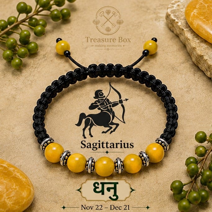 Handmade Premium Yellow Bead With Silver Spacers & Adjustable Black Thread Bracelet For Unisex By Treasure Box Nepal - image 1