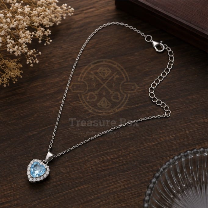 Sparkle Sky Blue Pendant Necklace For Women By Treasure Box Nepal - image 4