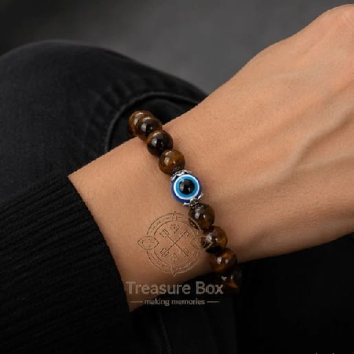 Tiger Eye & Evil Eye Protection Bracelet For Men By Treasure Box Nepal - image 1