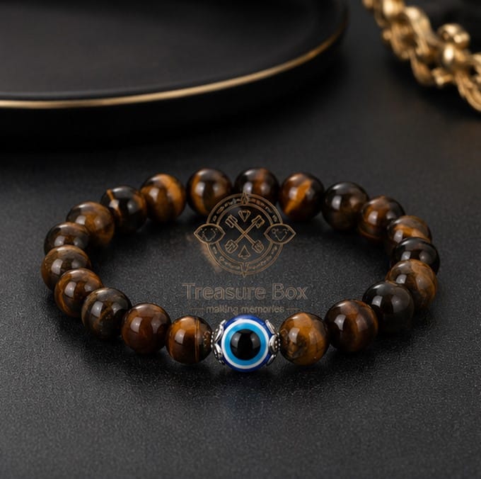 Tiger Eye & Evil Eye Protection Bracelet For Men By Treasure Box Nepal - image 2
