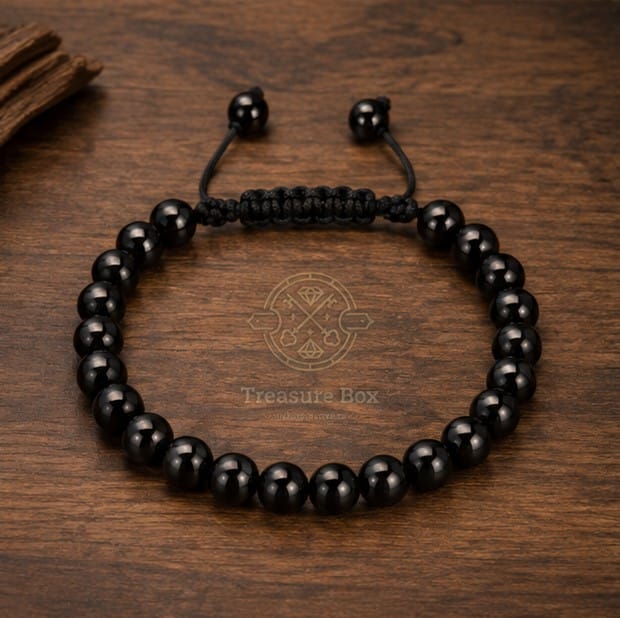 2 Pcs Men'S Obsidian Black Beads Bracelet By Treasure Box Nepal - image 3