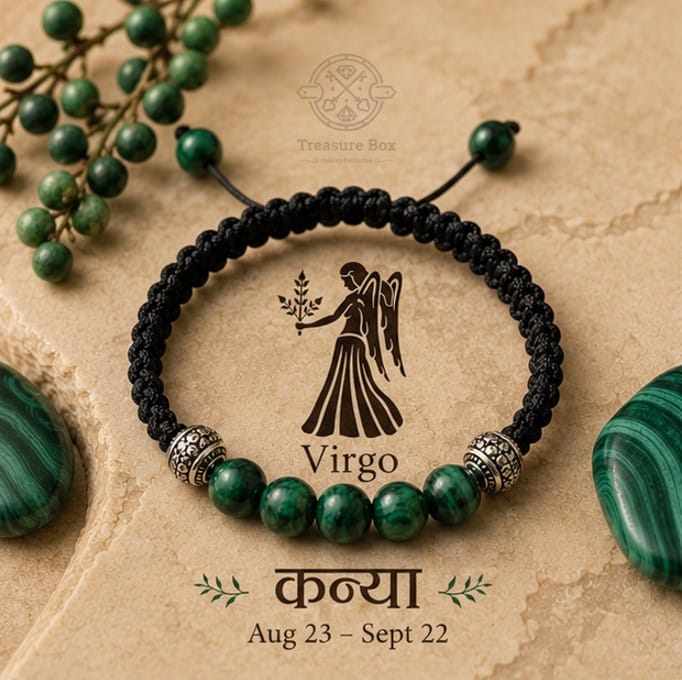 Handmade Malachite Bead With Silver Spacers & Adjustable Black Thread Bracelet For Unisex By Treasure Box Nepal - image 1