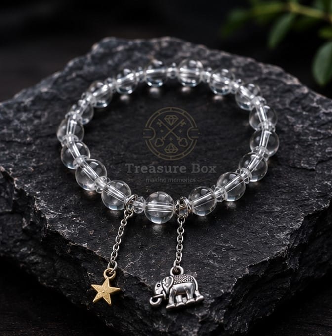 Crystal Glow Bead With Elephant & Star Charm Bracelet For Women By Treasure Box Nepal - image 4