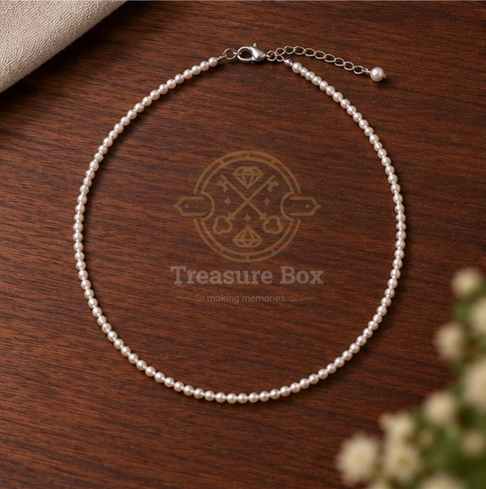 4 MM Cream White Bead Whisper Necklace For Women By Treasure Box Nepal - image 2