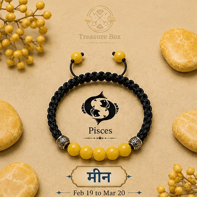 Handmade Premium Yellow Bead With Silver Spacers & Adjustable Black Thread Bracelet For Unisex By Treasure Box Nepal - image 1