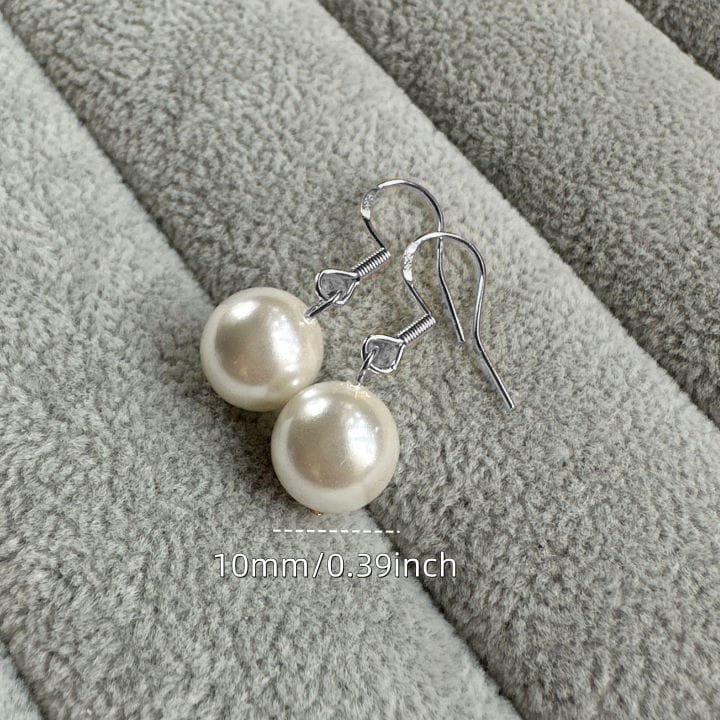 Cream White Color Bead Silver Hoop Earrings For Women By Treasure Box Nepal - image 3