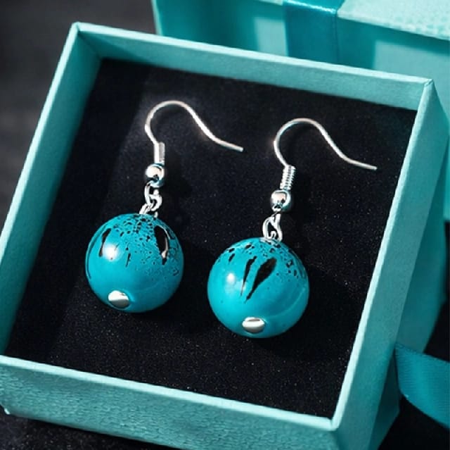 A Pair of Elegant and Minimalist Turquoise Earing for Women by Treasure Box Nepal - image 1