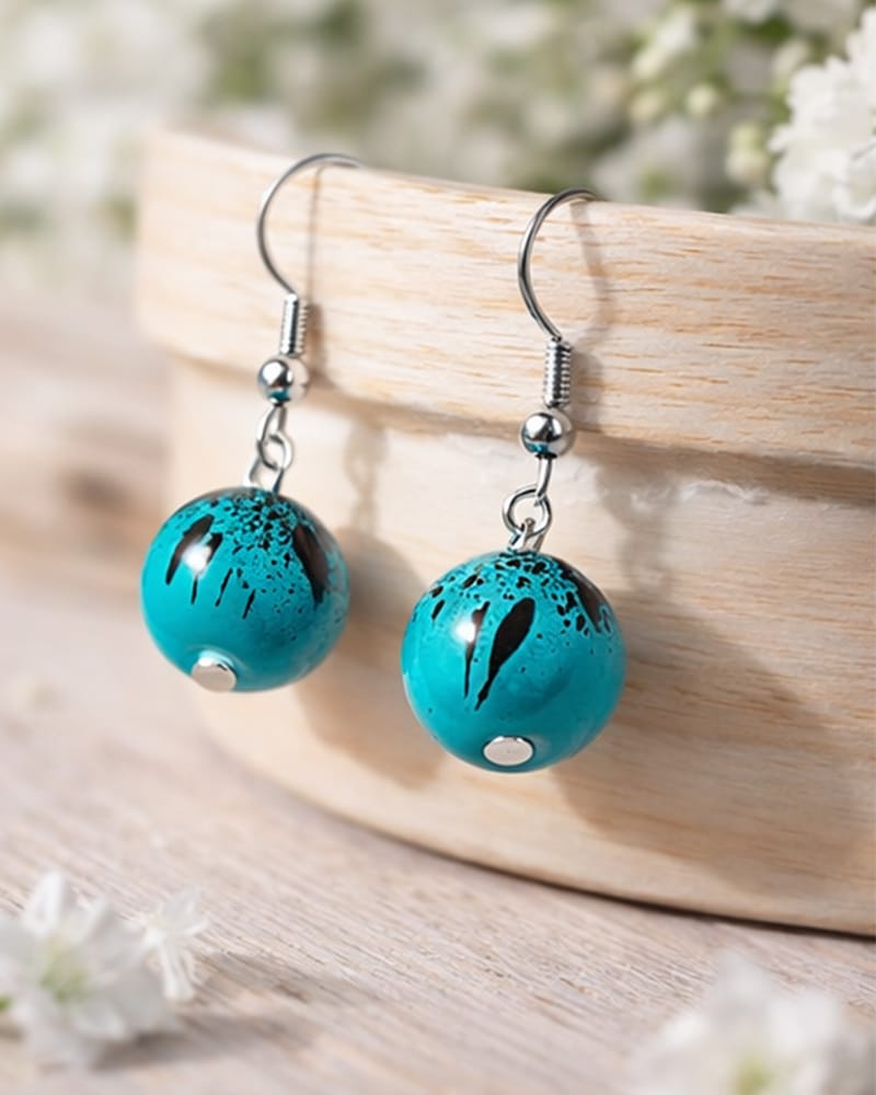 A Pair of Elegant and Minimalist Turquoise Earing for Women by Treasure Box Nepal - image 3