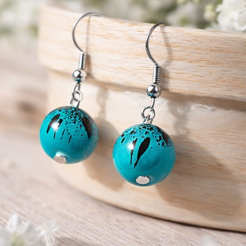 A Pair of Elegant and Minimalist Turquoise Earing for Women by Treasure Box Nepal - image 5