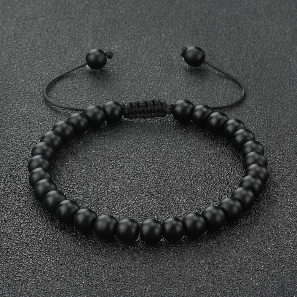 Elegant Vintage - Black Matte Beaded Bracelet for Men by Treasure Box Nepal - image 1