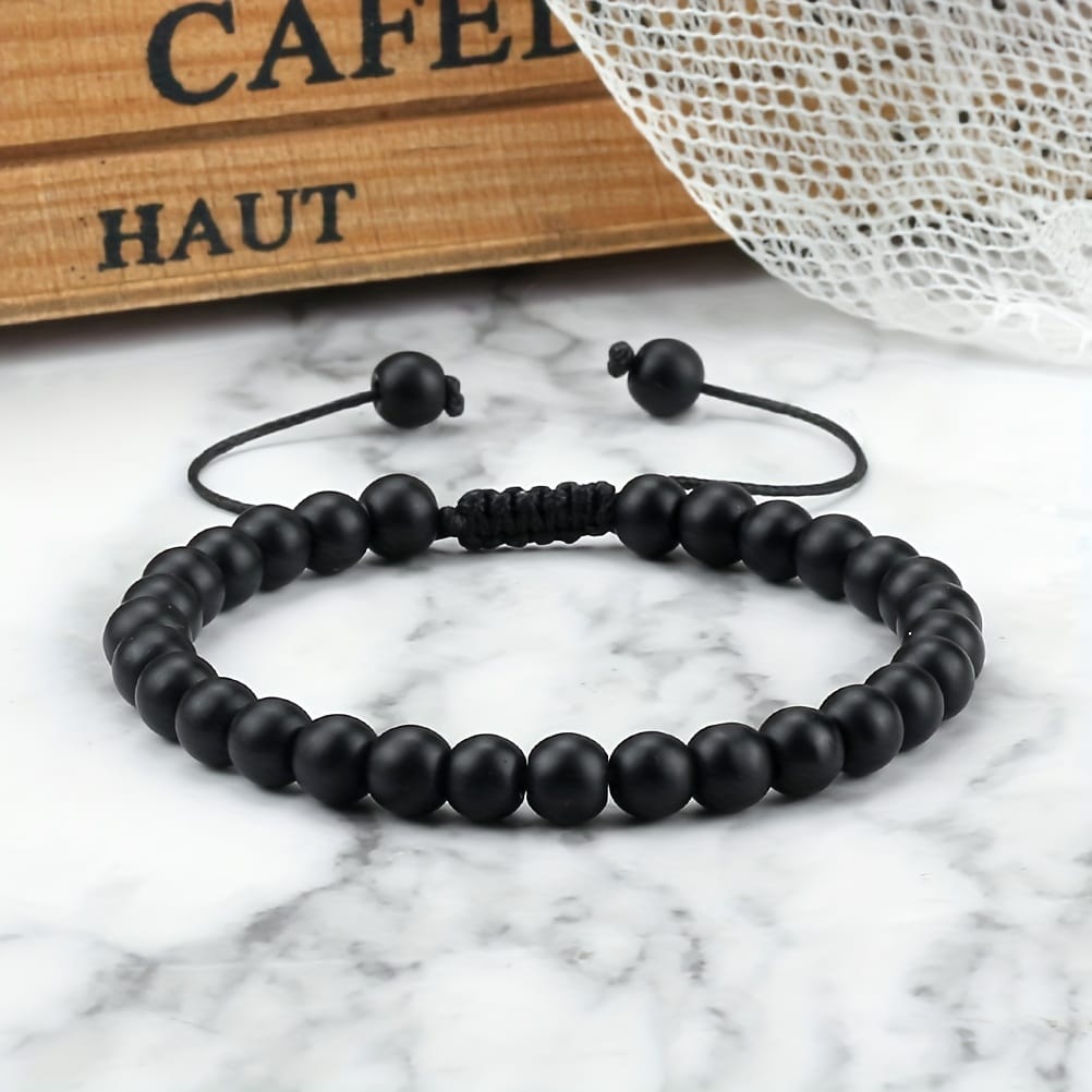 Elegant Vintage - Black Matte Beaded Bracelet for Men by Treasure Box Nepal - image 4