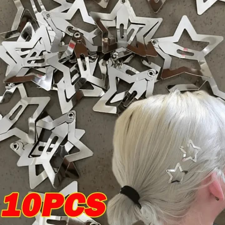 10pcs Star Hair Clips Snap Hair Barrettes Non Slip Five Pointed Star Hair Accessories for Girls Women Y2K Metal Hair Clips Cologo - image 3