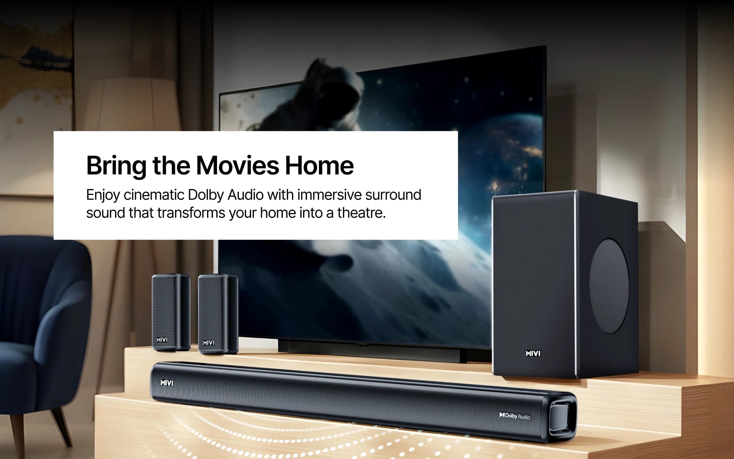 Mivi NEX 800 Soundbar With Sub Woofer, 800W, Dolby Audio Surround Sound, 800 W Bluetooth Soundbar (Black, 5.1 Channel) - image 3