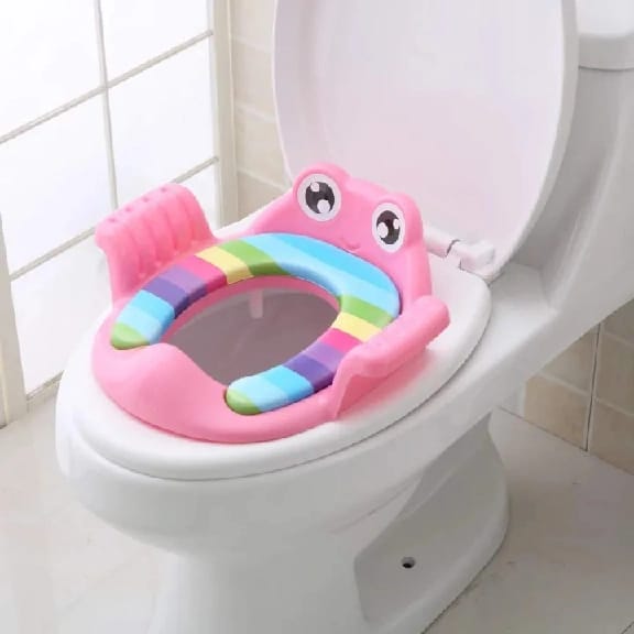 Frog Shape Baby Unisex Soft Padded Round Potty Training Toilet Seat With Handles