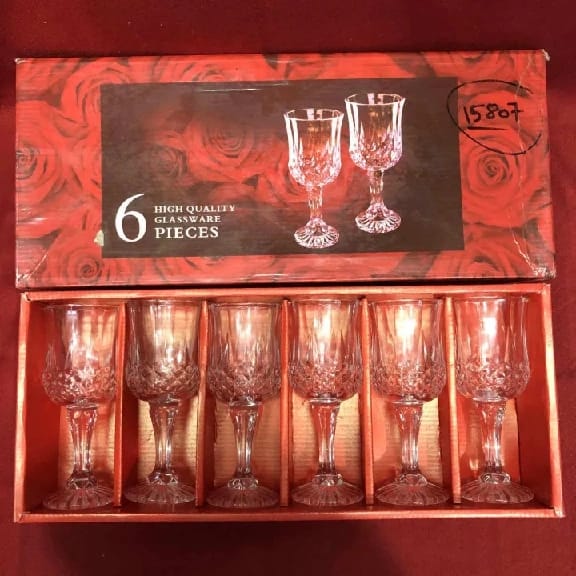 Crystal 6 Piece Wine Glass Set / Champagne Liquor Drink Glass - image 2