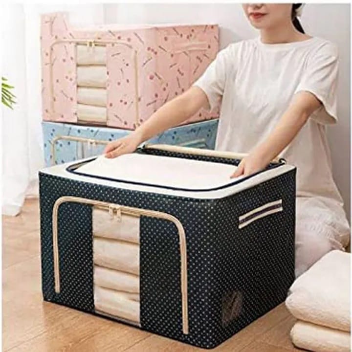 Printed Waterproof Cloth Storage Box (Colour May Vary) 66L Size:50*40*33 - image 2