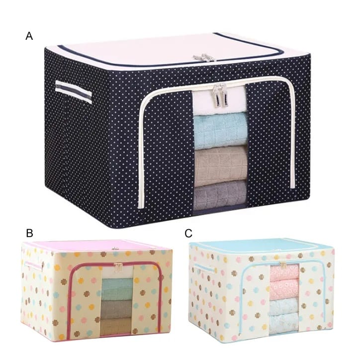 Printed Waterproof Cloth Storage Box (Colour May Vary) 66L Size:50*40*33 - image 3