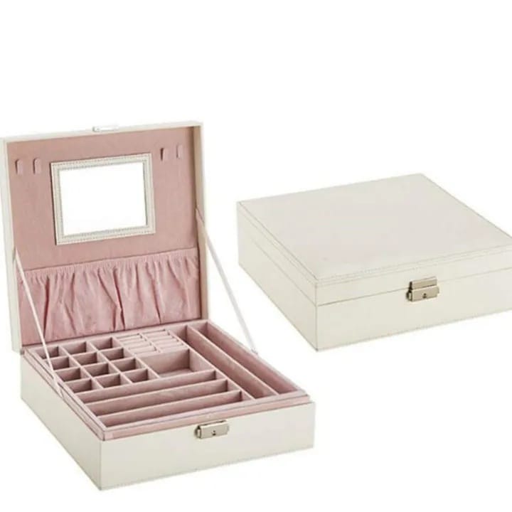 Large Leather Square Jewelry Box - image 1