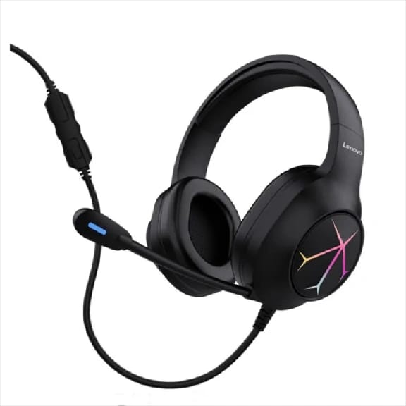 Lenovo G60 Wired Headset 7.1 Stereo Blue Light Over-Ear Gaming Headphone With Mic Noise Canceling USB For For Laptop Computer