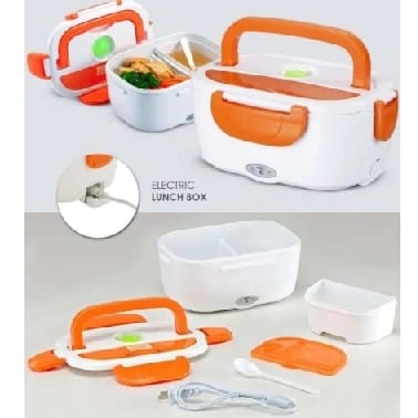 2 In 1 Electric Heating Lunch Box 40 W With Spoon And Two Compartments Food Warmer Food Heater - image 3