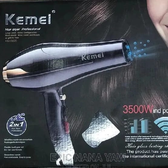 Kemei KM-5820 3500W Electric Hair Dryer High Power Hot And Cold Air Negative Ion Three Speed Adjustment Overheat Protection