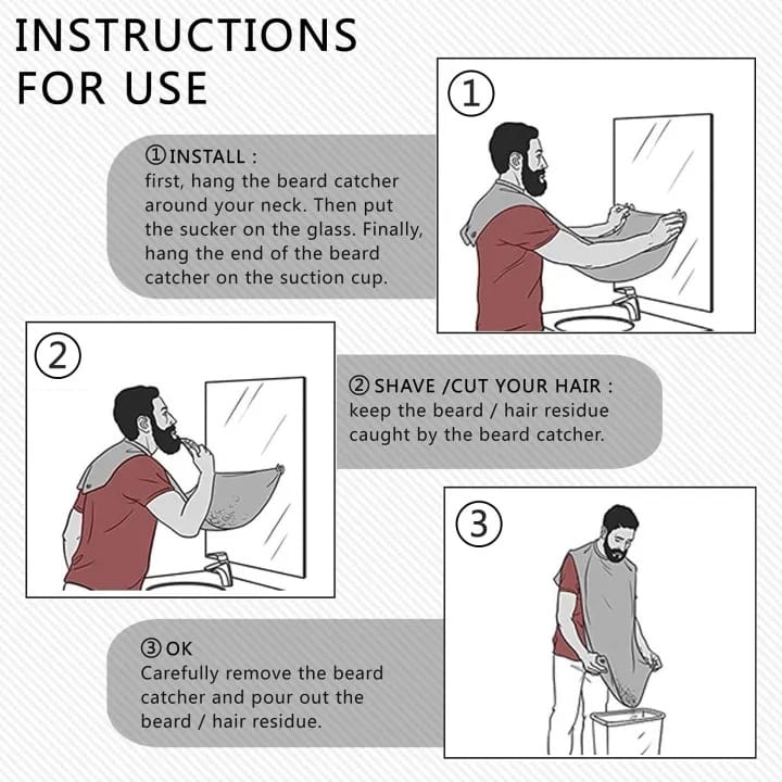 Beard Bib - Beard Catcher - One Size Fits All - Static & Stick Free Fabric - image 3
