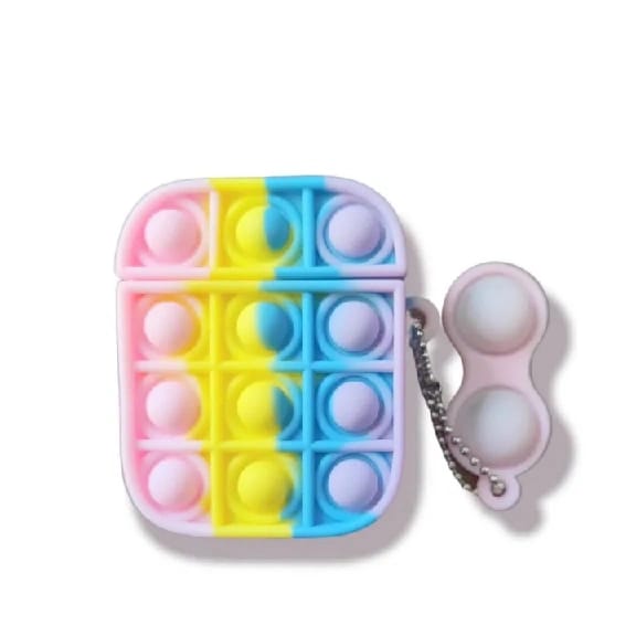 Mini Pop Airpods Fidget Case Simple Dimple Digits Toy Popper Stress Relief Hand Keychain Ring (Lilac, AirPods 1&2) Case